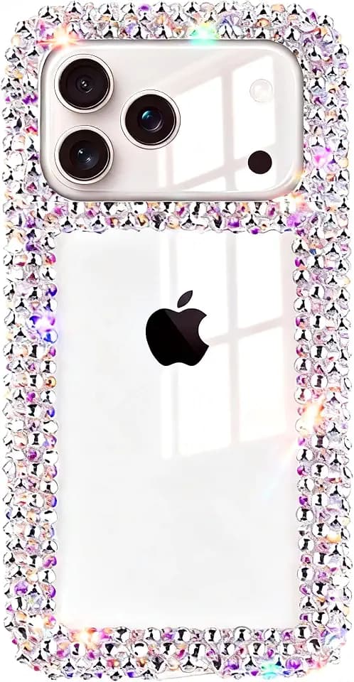Compatible with iPhone 17 Pro Max Case for Women Girls 3D Glitter Sparkle Bling Case Luxury Shiny Cute Crystal Charms Rhinestone Diamond Bumper Clear Protective Cases Cover Clear
