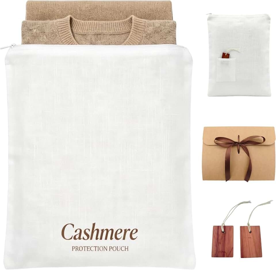 100% Lyocell Cashmere Sweater Storage Bags,Gift Set(2 Bag,2 Block)