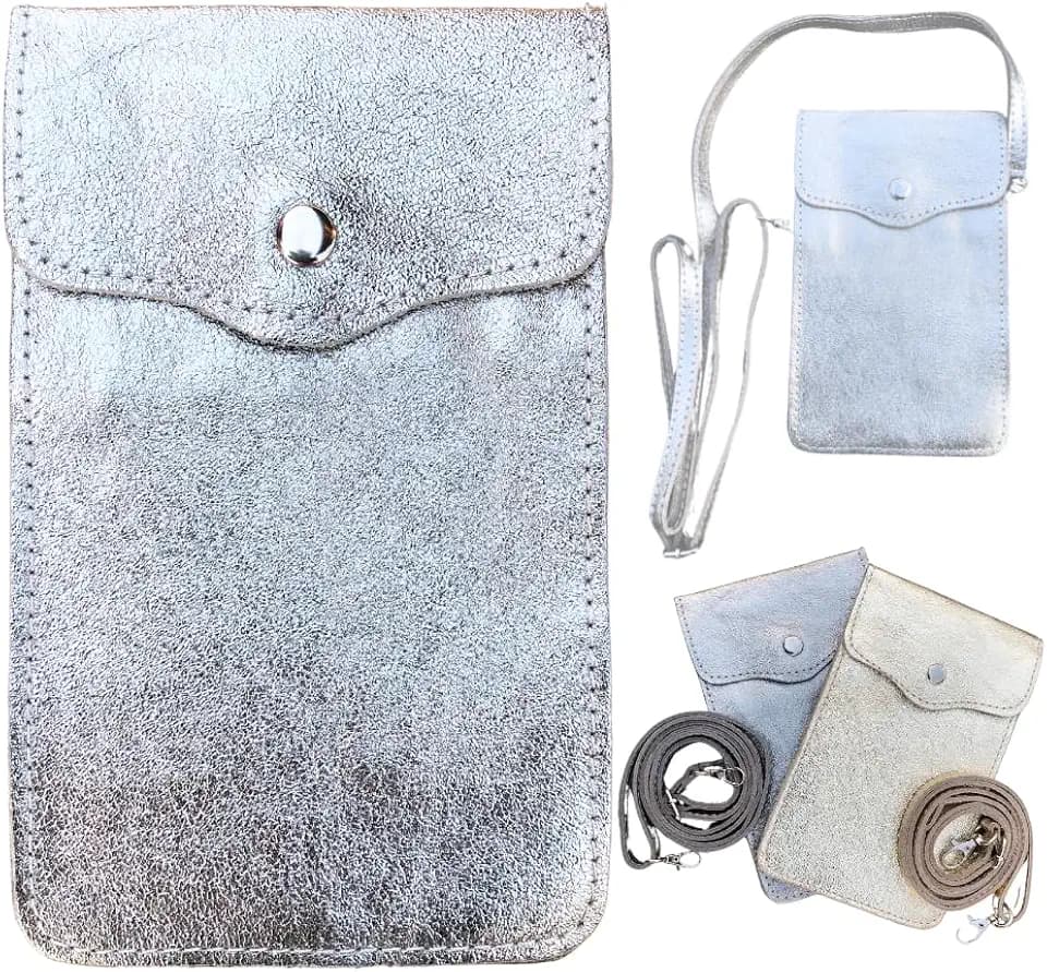 Kleine Tasche aus glänzendem Leder, hergestellt in Italien | kleine Umhängetasche für Damen | kleine Handytasche | Handytasche | Vintage-Tasche | kleiner Schultergurt (25 x 10 cm)