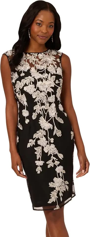 Adrianna Papell Border Embroidery Sheath Dress
