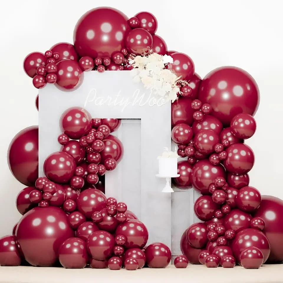 PartyWoo Pearl Burgundy Balloons 140pcs Dark Red Wine Maroon Color