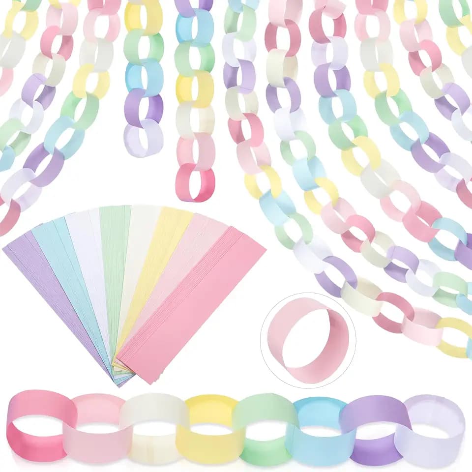 TaoBary Pastel 1000 Sheet Paper Chain Garland Strip 1.77x9.84 in Classroom