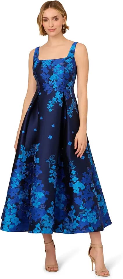 Adrianna Papell Border Jacquard Dress