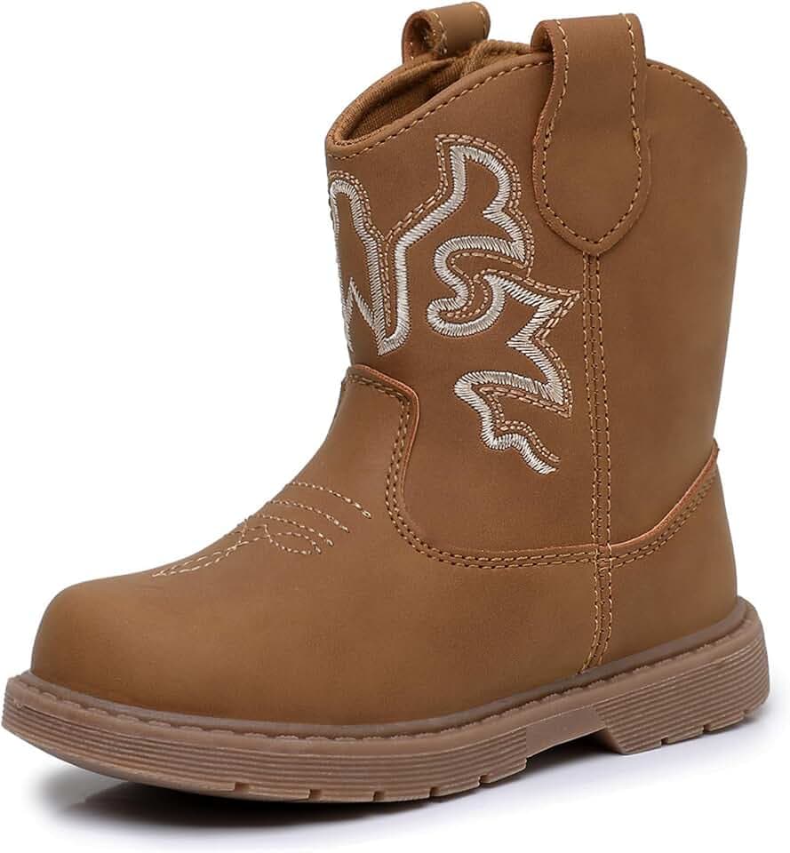 Ahannie Toddler Cowboy Boots Boys Girls Western Boots with Hook Loop