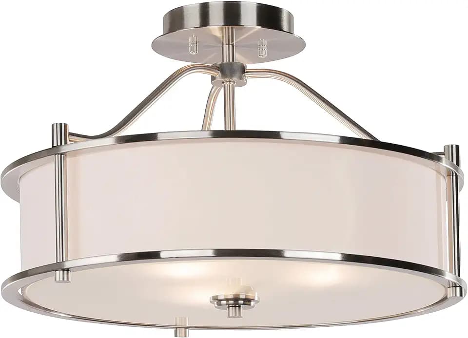 XiNBEi Lighting 18" Semi Flush Mount Ceiling Light Brushed Nickel Bedroom