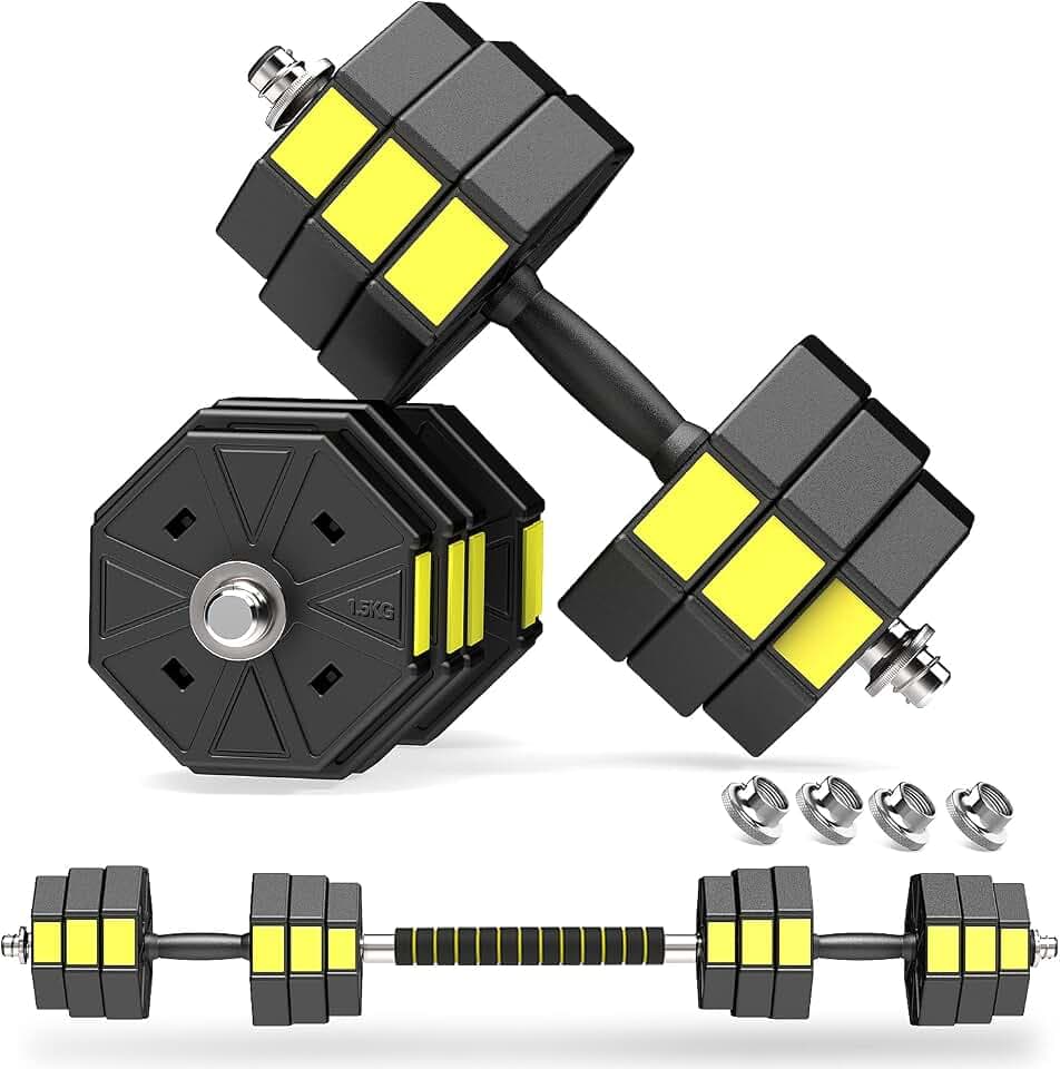 PANMAX Verstellbares Hanteln Langhanteln Gewichte Set, 3IN1 Kurzhanteln Hantelset mit Solide Hantelgriffen Bis zu 10kg 15kg 20kg Freies Gewicht Dumbbell für Bodybuilding Fitness Gewichtheben Training