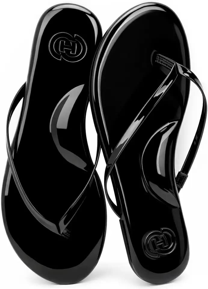 INMINPIN Flat Flip Flops with Arch Support for Women - Memory Foam Flats Summer Sandals 2026 - Ultra Comfort Vegan Leather Thong Sandals Summer Beach Slide