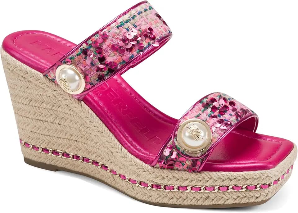 KARL LAGERFELD Women's Carsen Double Band Espadrille Wedge Sandal