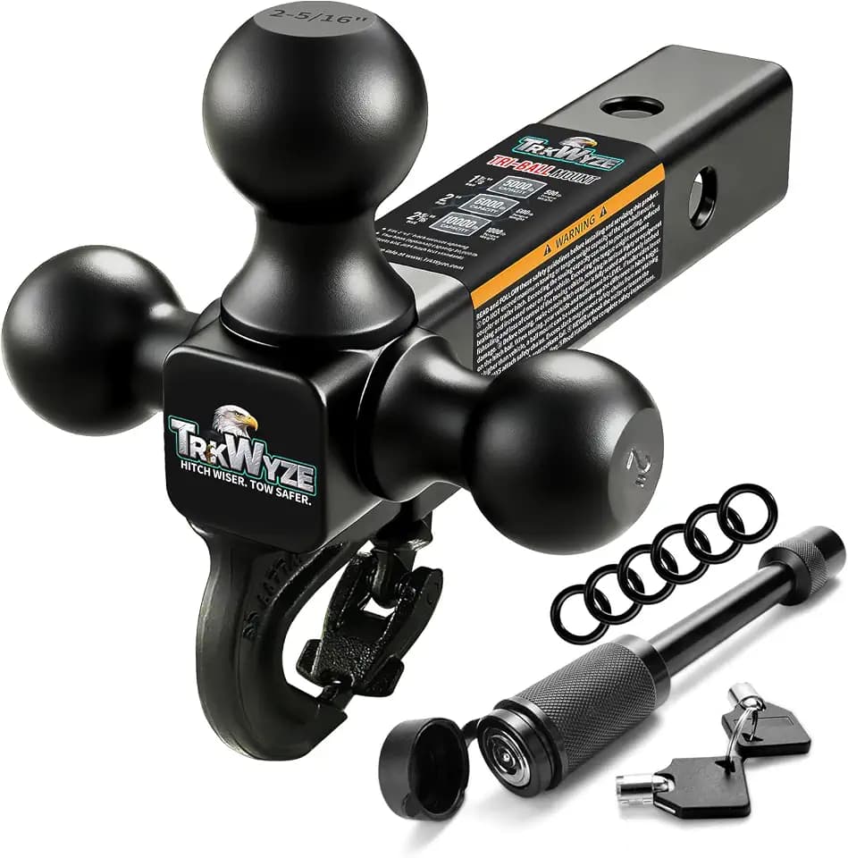 Tri-Ball Hitch 2 inch Receiver, Black E-Coat, Rust & Wear Resistant