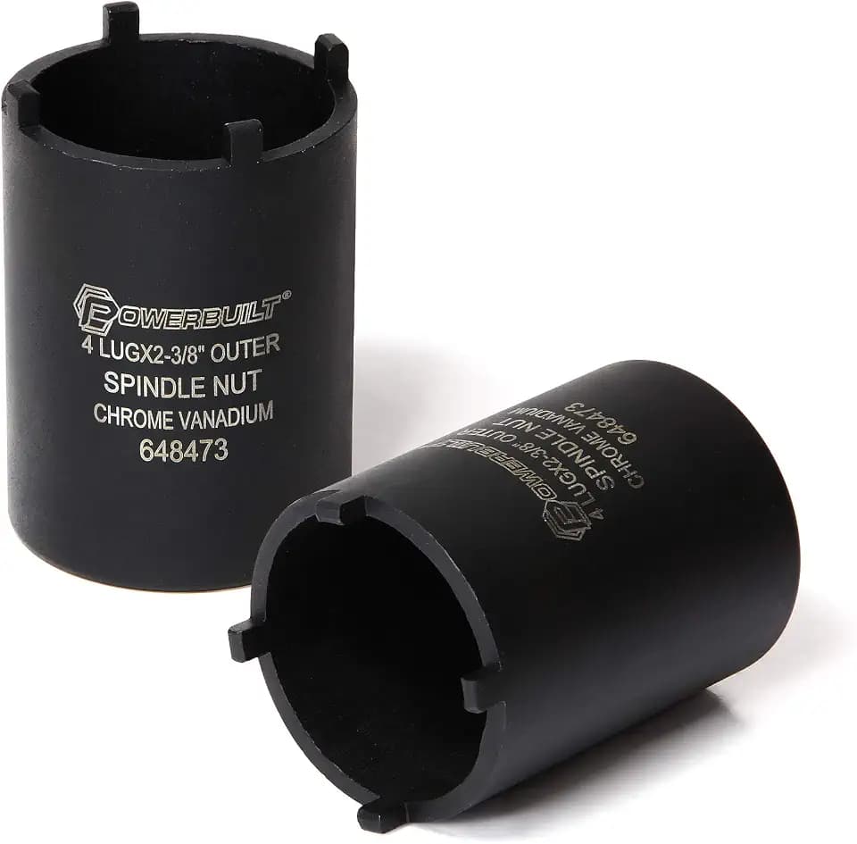 Powerbuilt Spindle Nut Socket, 4 Lug, 2-3/8 Inch Outer Diameter, Bronco Ranger Ford Chevy GMC Pickup Trucks and SUV - Black 648473