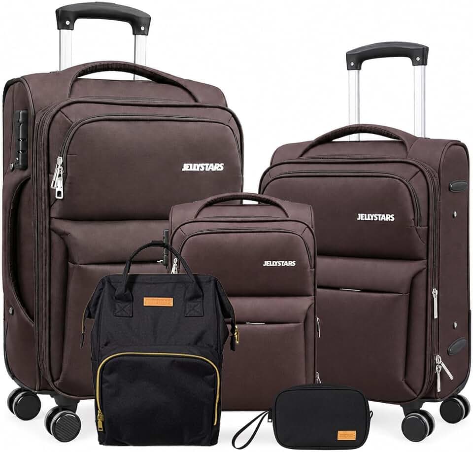 Softside Carry On Luggage Set & Spinner Wheel, Expandable Travel Suitcase