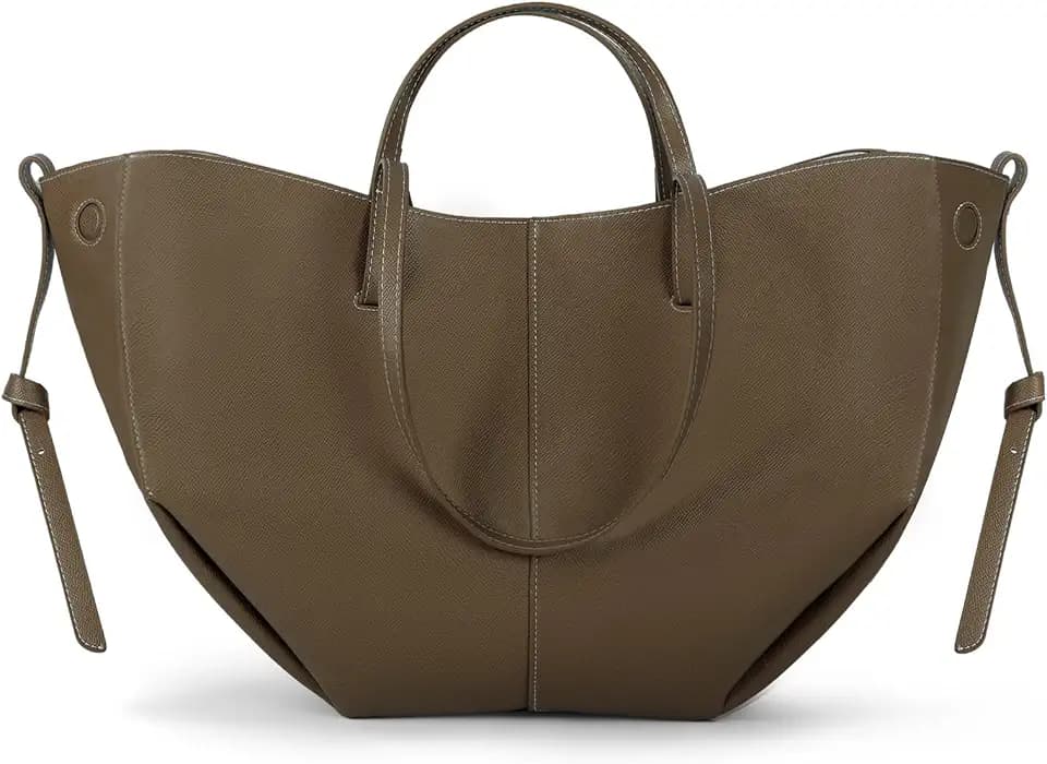 Wing Bag Cyme Cowhide Tote Women Bucket Handbag Premium Leather Lightweight Versatile Shoulder Bag for Work Travel Shopping