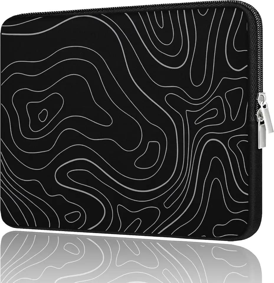 Laptop Sleeve 13.3 in, Protective Carrying Computer Bag,Terrain Line Black