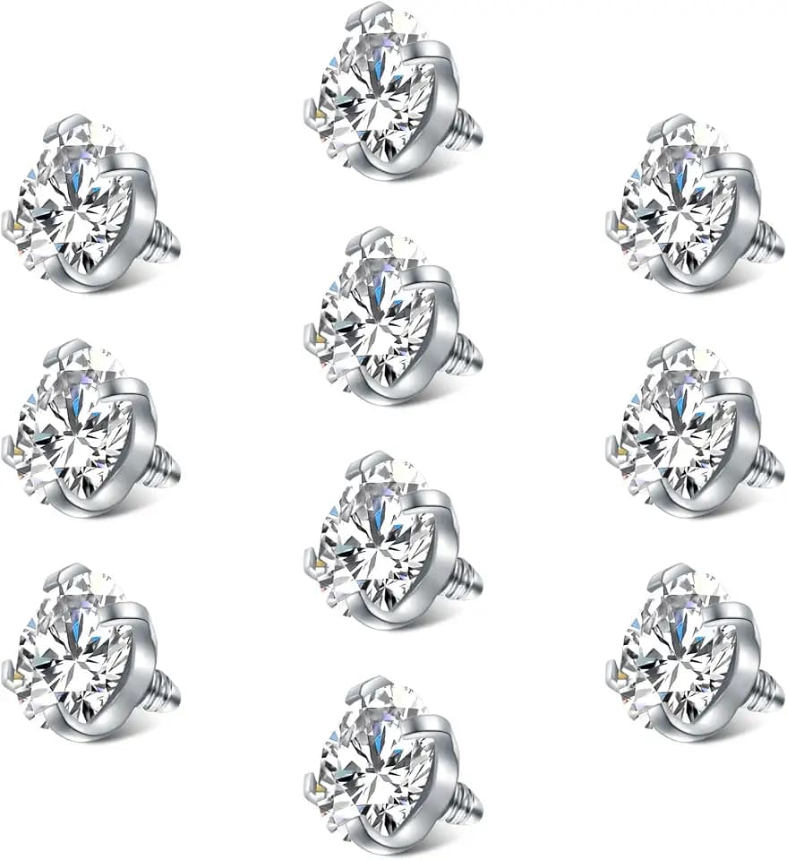 VCMART 14G 5mm 8mm Replacement Balls Externally Threaded Piercing Balls for Tongue Nipple Navel Belly Button Rings Industrial Barbell Piercing Surgical Steel Body Piercing Jewelry Parts