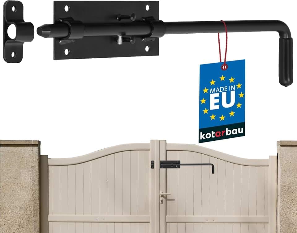 KOTARBAU® Torriegel - 420 mm - Bolzenriegel - Links/Rechts - Bodenschieber für Tore - Sichere Verriegelung - mit Gummigriff - Gartentor Riegel - verzinkter Stahl - Pulverbeschichtet - Schwarz