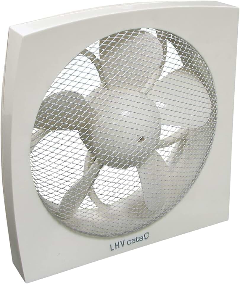 Cata LHV 225 - Abluftventilator für das Bad - Spiralförmig für Wand und Glas - Vollständig Regulierbar - Energieklasse B - Geräuscharmer und Hochleistungsfähiger Badlüfter - 28,5 cm Breit