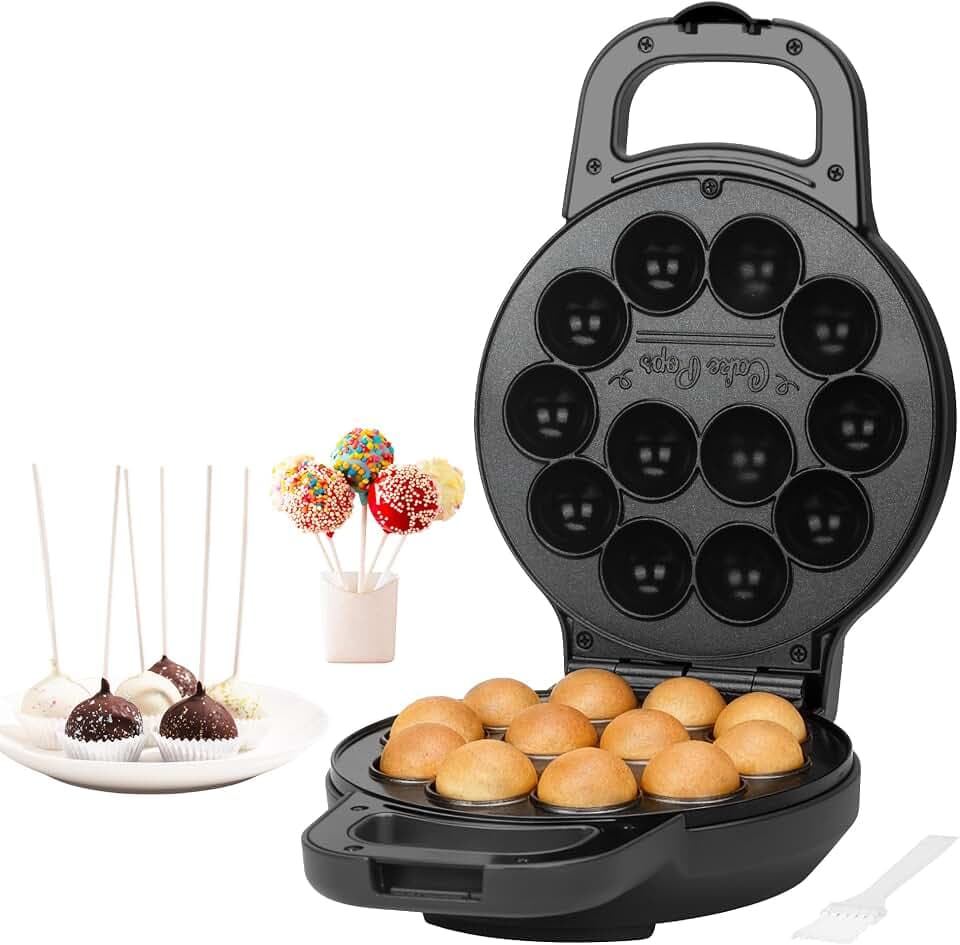 SugarWhisk Flip Cake Pop Maker, stellen Sie 12 x 1,4 cm große Cake Pops her, Zubehör für Cake Pops, Snack - Maschine, Keramikbeschichtung, Rezept und Pinsel inklusive, Graphitfarben