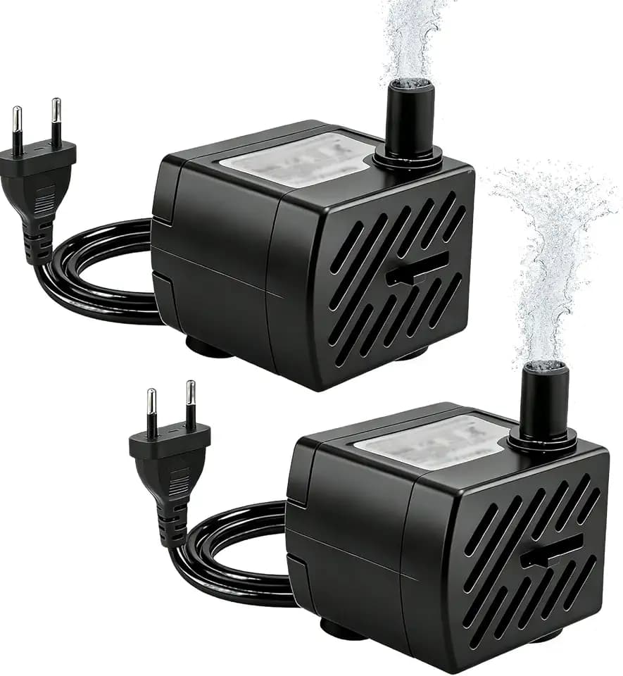 2 Stück 3W Mini Tauchpumpe 180L/H, Aquarium Pumpe, leise Springbrunnenpumpe mit einstellbarem Wasserdurchfluss, kompakte Wasserpumpe für Aquarium Katzenbrunnen Tischbrunnen Hydrokultur Wassergarten