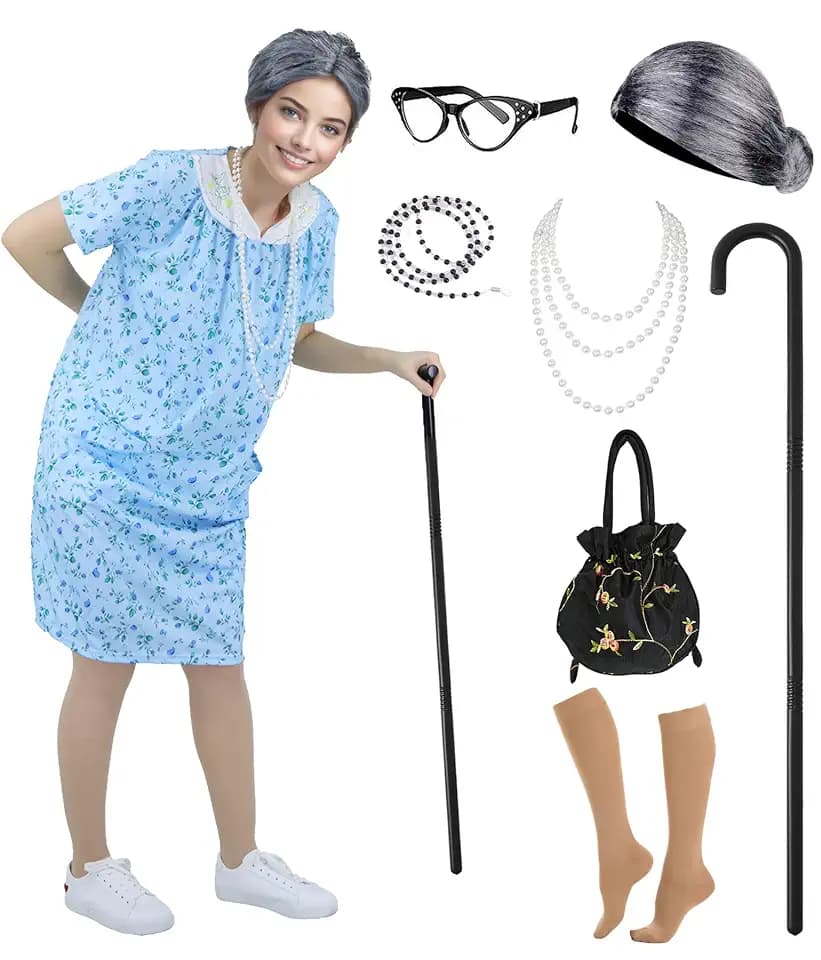 Old Lady Costume for Women 100 Days of School Costumes Grandma Dress
