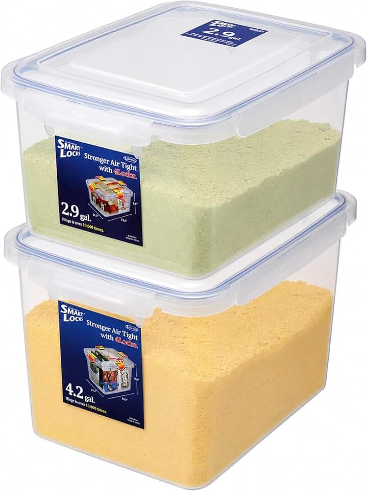 Jumbo Food Storage Containers with Lids, Set of 2, Airtight, Made in Japan