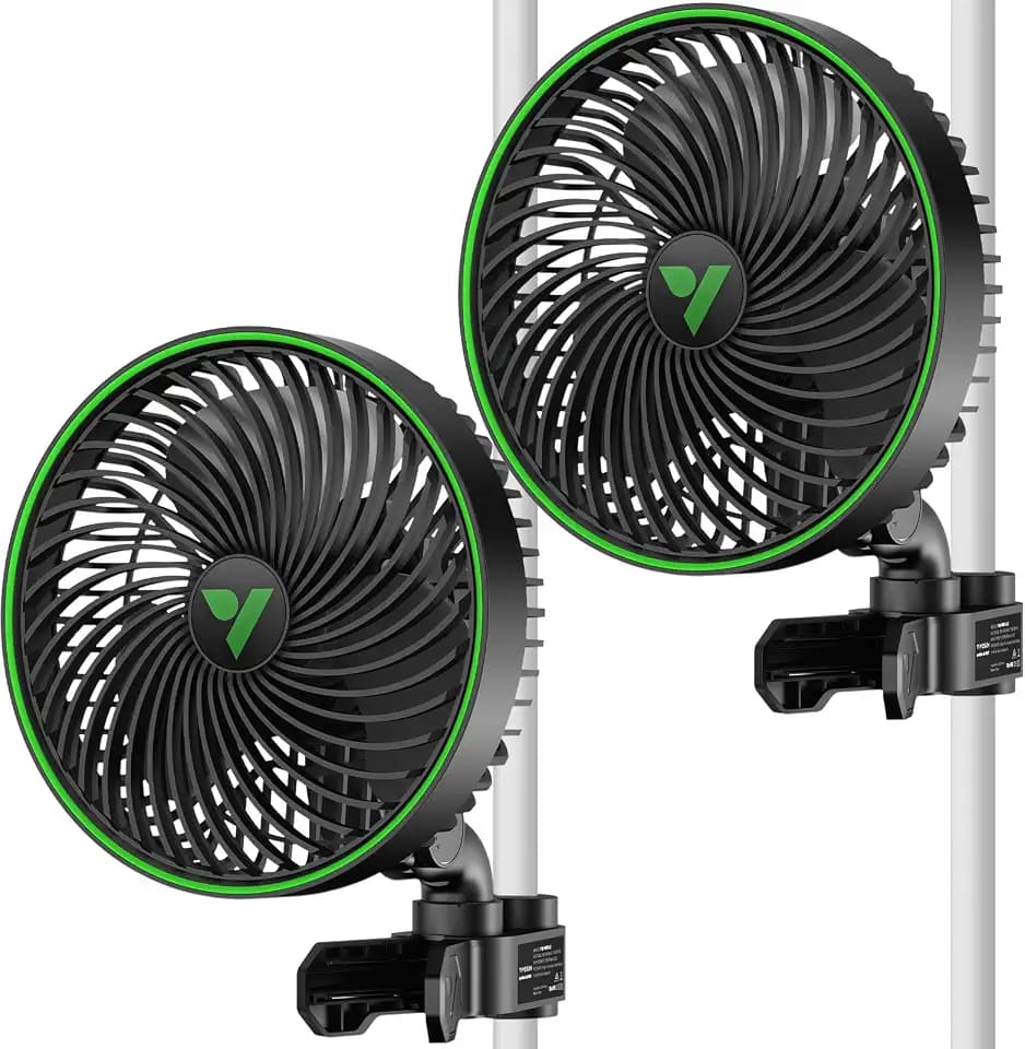 VIVOSUN E6 150mm Grow Ventilator Oszillierend Klemmventilator 10 Stufen | Gen2 Smart Umluftventilator, EC Motor, IP54, Timer, APP/WiFi Steuerung für Growzelt, Growbox, Hydrokultur, 2 Stück Schwarz