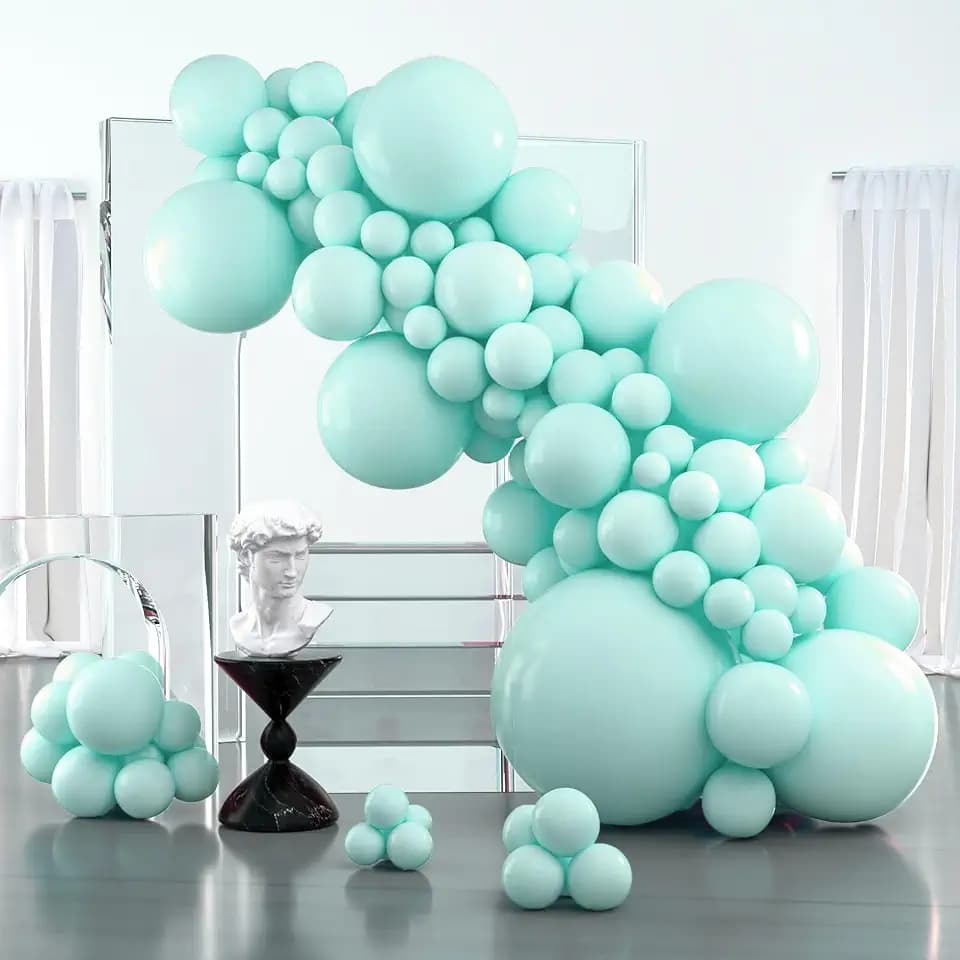 PartyWoo Teal Balloons 127pcs Turquoise Latex Balloons Different Sizes