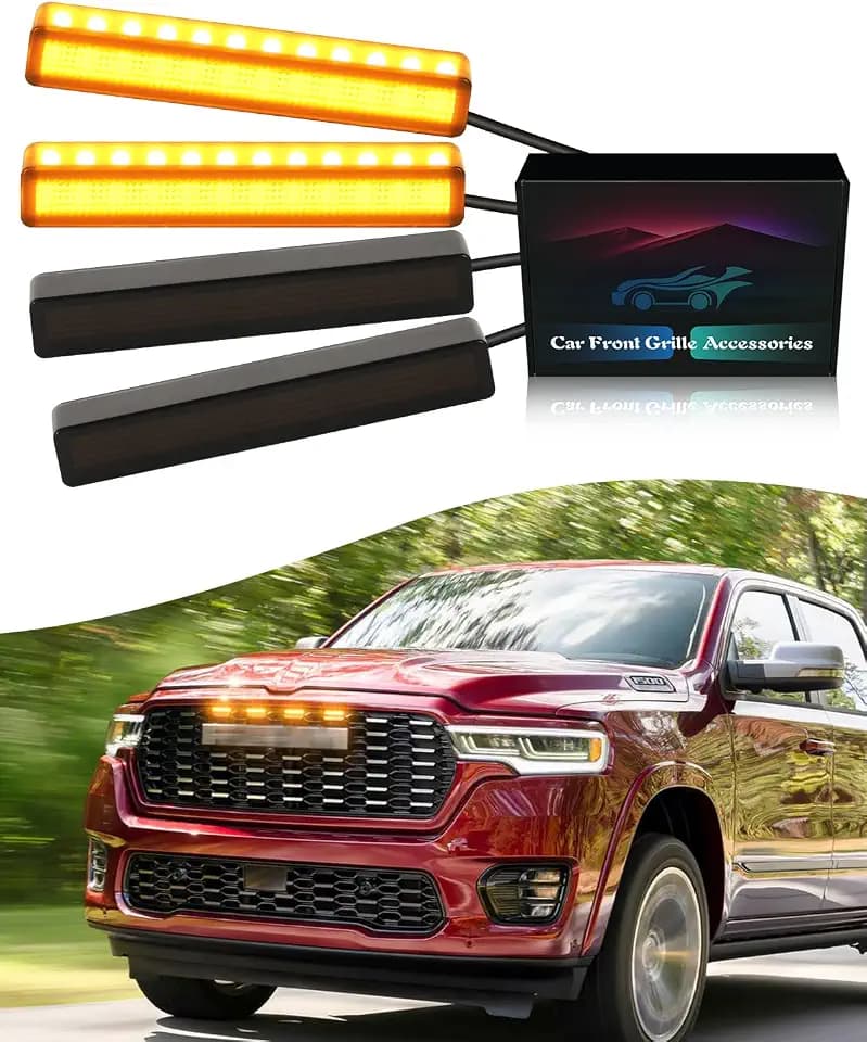 LED Front Grill Lights for Dodge Ram 1500 2019-2023 2024 2025 2026, Yellow