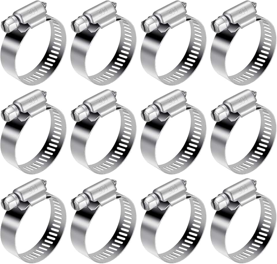 12 Stk Schlauchschellen Set, 21-38 mm Edelstahl 304