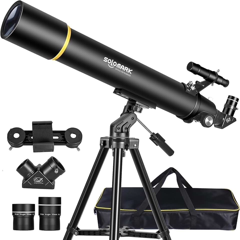 SOLOMARK Teleskope für Erwachsene Astronomie, 80mm Aperture 900mm Refraktor Teleskop für Kinder, Anfänger, kompakte und tragbare Reiseteleskope mit Tragetasche