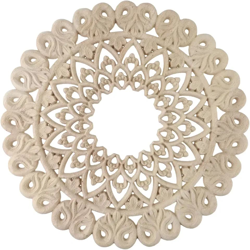 HEVSTIL 11.8" Wood Ceiling Medallion, Carved for Light Fixtures/Fans