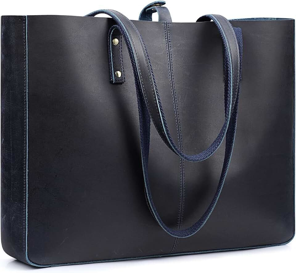 S-ZONE Genuine Leather Shoulder Tote Bag for Women Large Handbag Work Purse