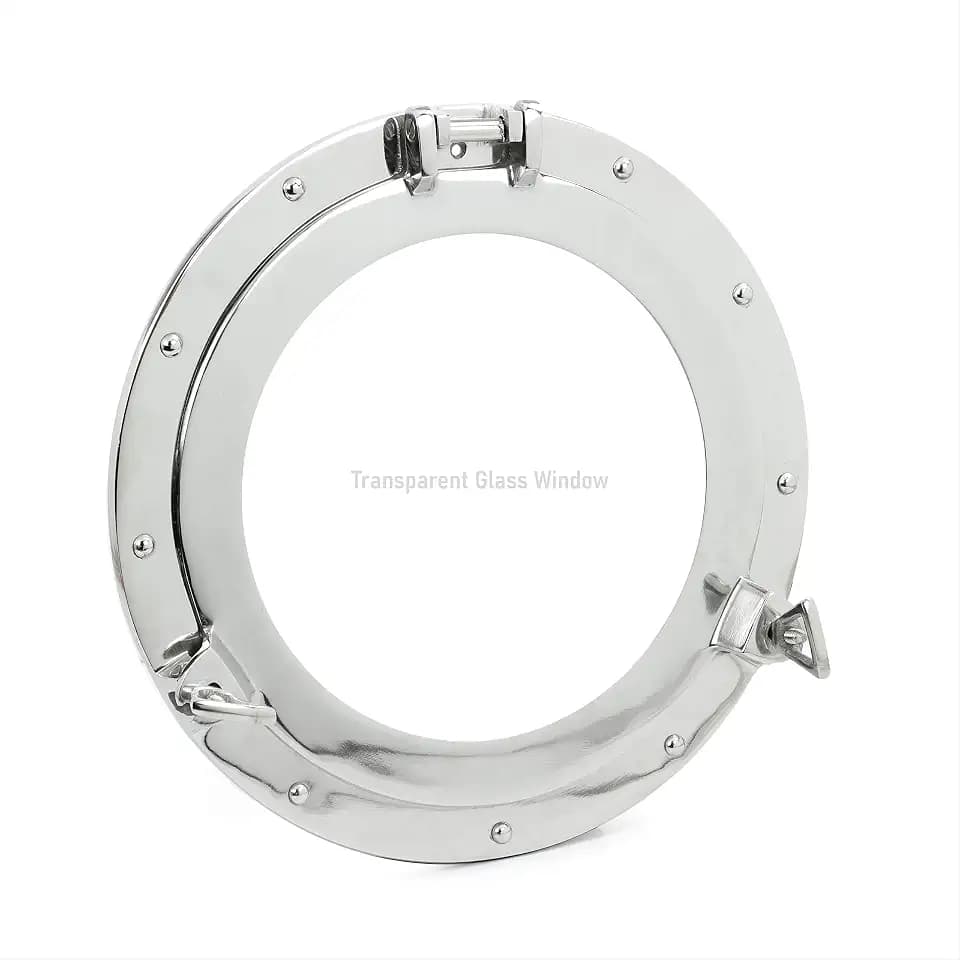 Nagina International 12" Premium Silver Lined Aluminum Nickel Plated Porthole Nautical Ship's Window | Maritime Wall Decor | Exclusive