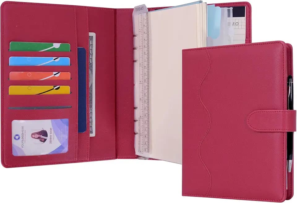 WASON Liniertes Tagebuch PU Leder A5 Nachfüllbares Papier Journal, Ringbuchordner Portfolio mit Schreibbrett Schreibblock Spiraltagebuch und Stift für Reise Geschäfts Schule Organizer (Rot)