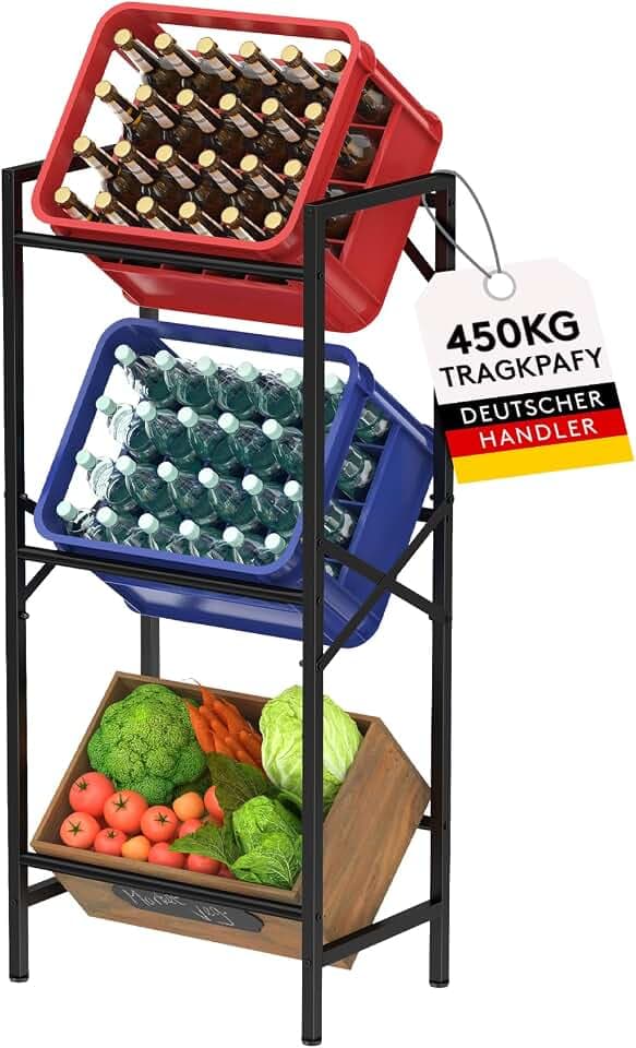 Lifewit Getränkekistenregal 3 Kisten, Stabil Kistenregal Metall trag. 450kg