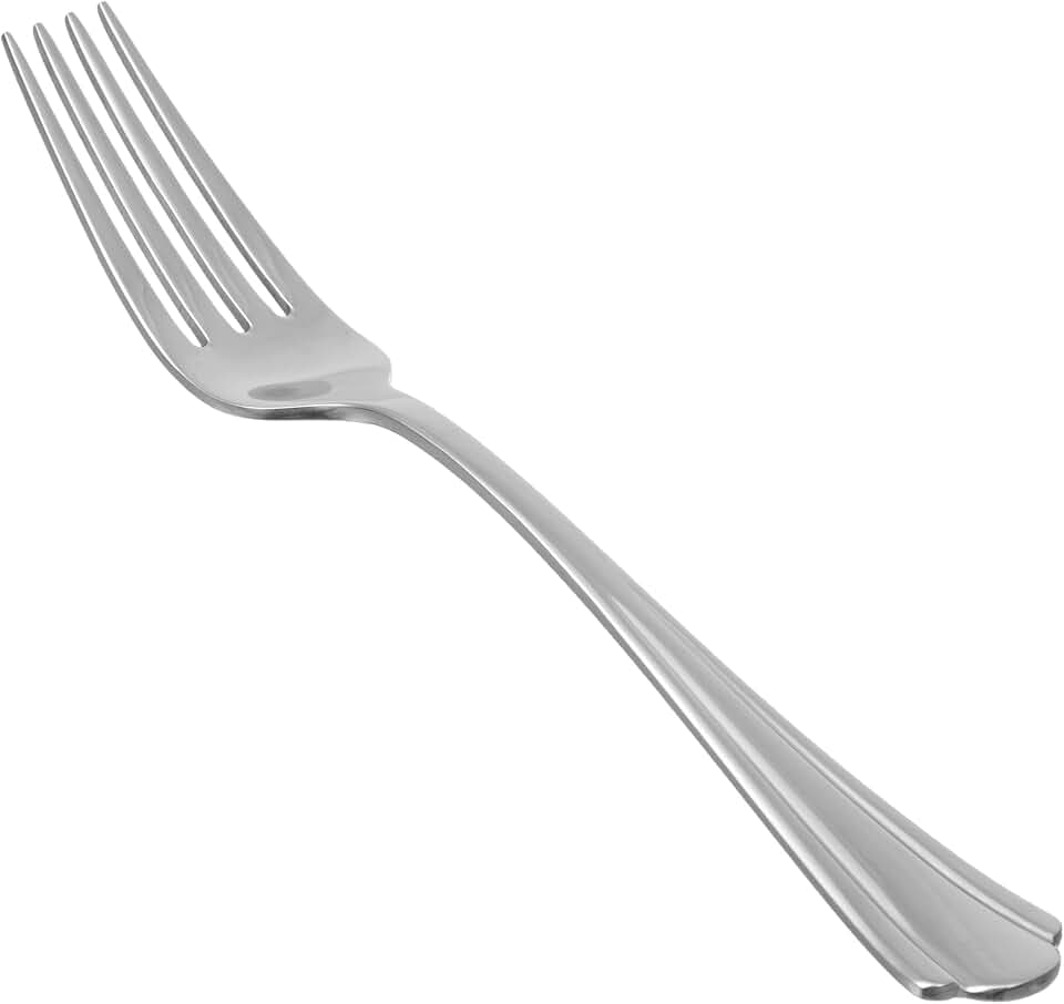 Amazon Basics Essgabeln aus Edelstahl mit Wellenschliff, 12er-Pack, Silber