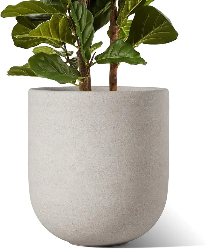 LE TAUCI 12 Inch Ceramic Pots for Plants, Large Planter, Neutral Gray