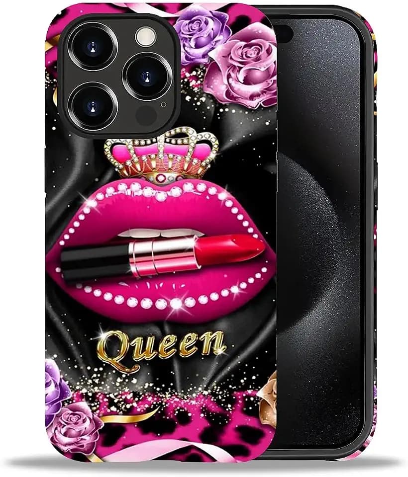 2 in 1 Cute Hülle für iPhone 14 Promax 6.7 Zoll, Stoßfest FallSchutz Handyhülle rote Lippen Sturzschutz Case