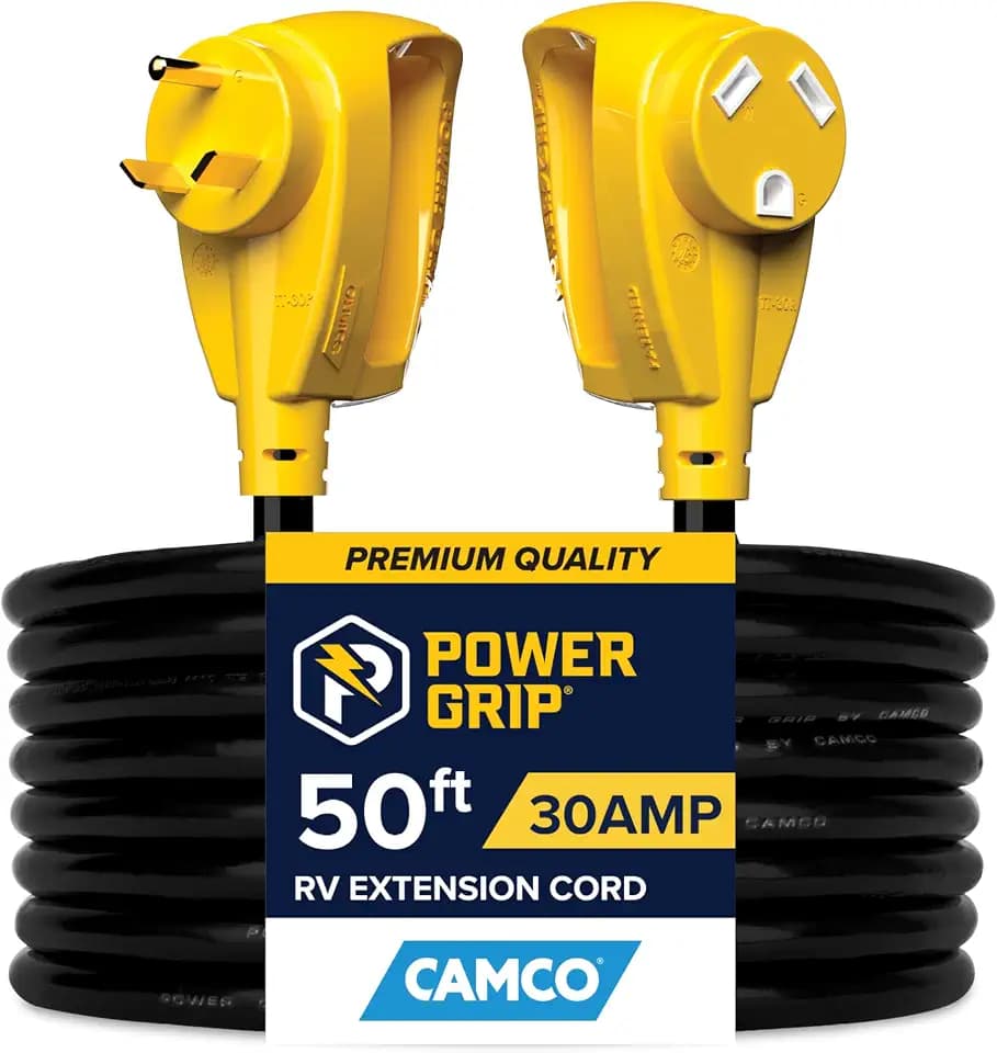 Camco PowerGrip 50-Ft 30-Amp Camper/RV Extension Cord - Standard Connectors