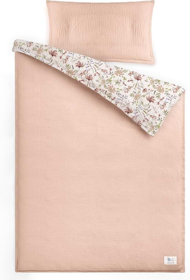 lulumoon Kinderbettwäsche 100x135: Bettbezug 100x135 + Kissenbezug 40x60cm aus Musselin Oeko-TEX Standard – Leicht und Komfortabel Bettwäsche Set