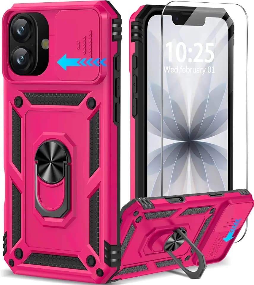 Taisairu for iPhone 17 Case with Screen Protector,Hot Pink
