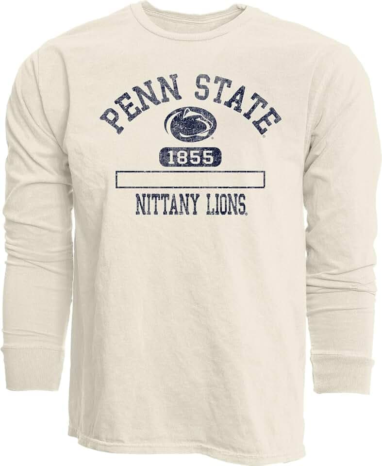 Blue 84 NCAA Unisex-Adult NCAA Officially Licensed Long Sleeve T-Shirt Ivory Dyed Ringspun