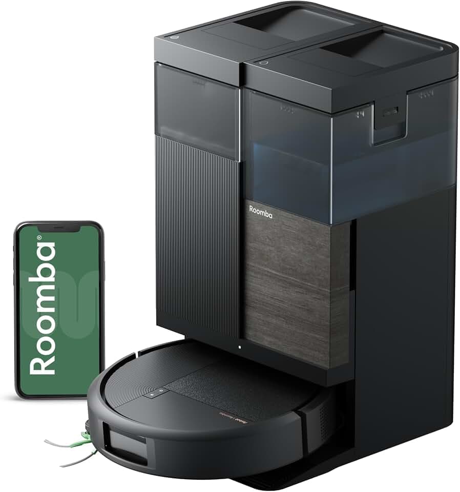 iRobot Roomba Plus 575 Robot Vacuum & Mop Combo, 25,000Pa Suction, PrecisionVision AI Obstacle Avoidance, 90 Days Emptying, Multifunction Dock, Self‑Cleans, Heated Wash & Dry, Lifting Spinning Mops
