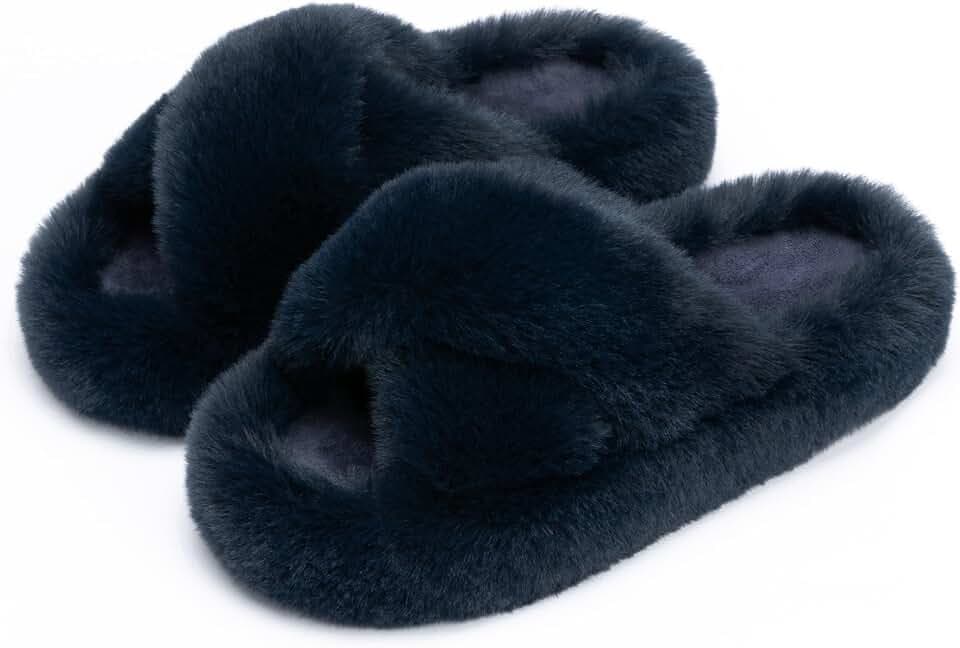 Chantomoo Damen-Hausschuhe Memory-Schaum Haus-und Schlafzimmer-Hausschuhe für Frauen flauschiger Plüsch bequem mit Kunstfell gefüttert Slide-Schuhe Geschenk