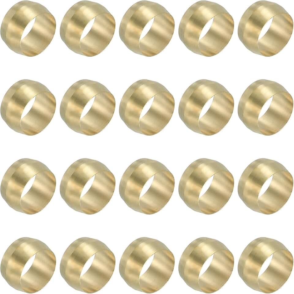 PATIKIL 10mm ID Messing-Kompressionshülsen, 60 Stück für Rohrleitungen
