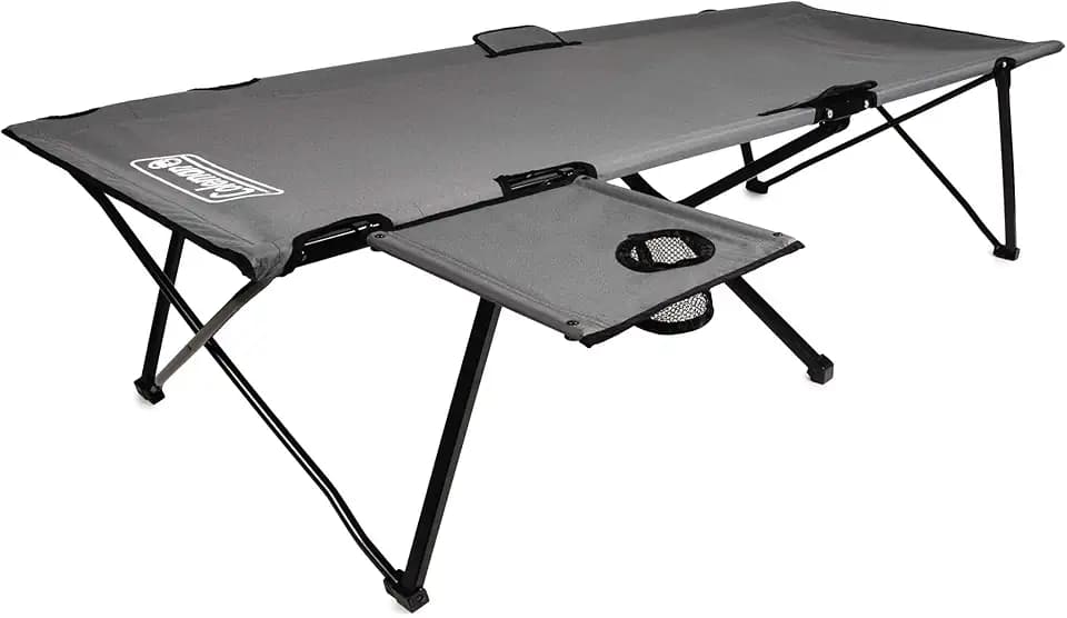 Coleman Pack-Away Big ‘n Tall Camping Cot with Removable Side Table, Extra Wide Cot Fits Adults up to 6ft 6in or 300lbs, Carry Bag Included