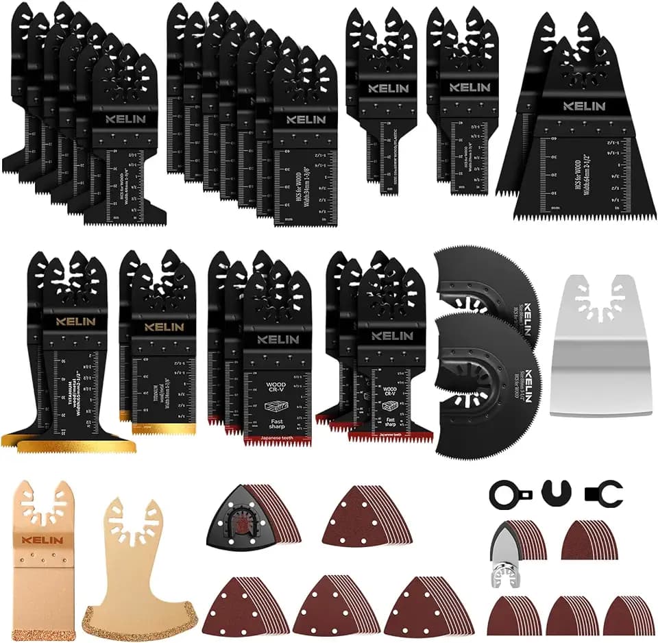 KELIN 118 PCS Multitool Blade Kits Cutting and Sandpaper Oscillating Tool