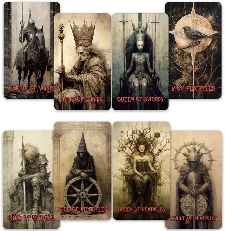 CRAFTERIAN Horror Tarot Cards, 78 Cards Deck with Foil Edges, Original for Beginners and Experts with Guide Book, Fortune Telling Game, Divination Tools for All Skill Levels.
