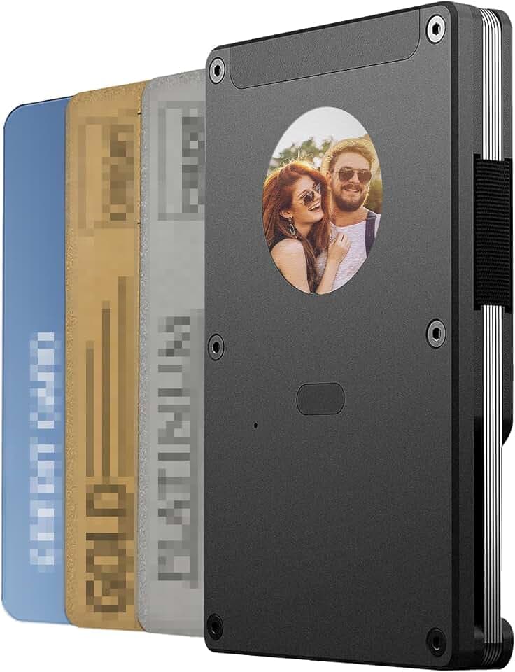Kreditkarten Schutzhülle, Portmonee Herren mit DIY-Bildschirm, RFID-Schutzfunktion, Einfache Anwendung, Kompakt und Praktisch, Karten Portemonnaie für Bankkarten und ID-Karten