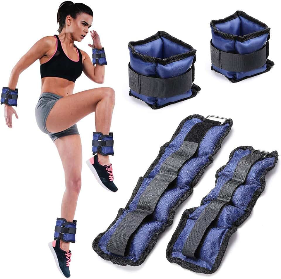 BAKAJI Set mit 4 Gewichten für Handgelenke und Knöchel von 2 kg + 1 kg Training Gym Aerobic Fitness Muskelverbesserung Neopren mit Reißverschluss und verstellbarer Schnalle