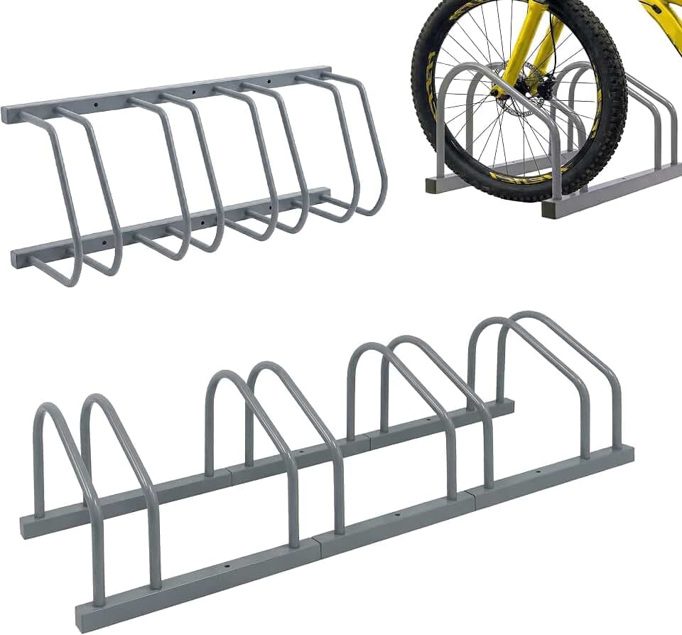 Relaxdays Fahrradständer Boden & Wandmontage, 4 Räder, Silber
